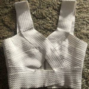 White crop top (gold zipper in back)